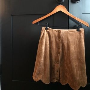 Impeccable Pig Suede Button Up Skirt
